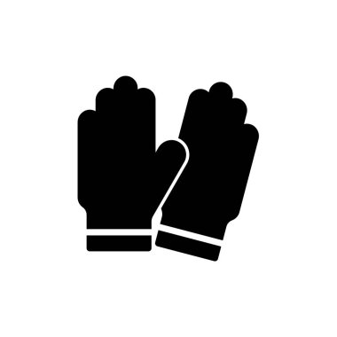 Siyah beyaz minimalist bir simge. Kış eldivenleri var. Kış temalı tasarım ve reklamlarda sıcaklık ve rahatlığı temsil etmek için mükemmel..