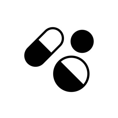 İlaç ve kapsüllerin basit siyah-beyaz çizimi, sağlık hizmetleri veya eczane temaları için mükemmel. İlaç, tedavi, sağIık ve sağlık bilincini temsil eder.