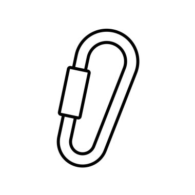 Bu resim, çeşitli tasarımlarda açık hava aktivitelerini, spor ve araç gereçlerini temsil etmek için ideal metal karabina klipsinin basit bir taslağını içerir..