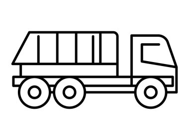 Bir çöp kamyonunun basit tasviri, inşaat, ulaşım ve endüstriyel projelerle ilgili konular için ideal.