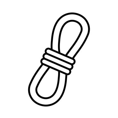 Bu resim, çeşitli tema ve tasarımlar için mükemmel olan basit bir halat bobininin siyah ana hatlarını içerir. El sanatları, illüstrasyonlar ve kullanım simgeleri için ideal.