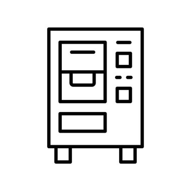 Atıştırmalık ve içecek satan bir otomatın minimalist çizgisi çizimi. Perakende ve tüketici hizmetleriyle ilgili tasarımlar için mükemmel.