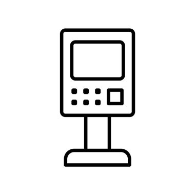 Bu resim kamu alanındaki bir ödeme büfesinin minimalist tasarımını içerir. Büfe, nakitsiz işlemlerde modern teknolojinin altını çiziyor..