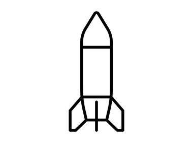 Uzay yolculuğu ve keşfi temsil eden bir roket görüntüsünün minimalist vektör çizimi. Teknoloji, yenilik ve gelecekteki olasılıklar için ideal..