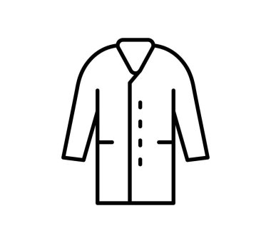 Bu resim, rahatlık ve rahatlığı temsil eden klasik bir bornozun basit bir taslağını içerir. Moda, ev kıyafetleri veya yaşam tarzı temaları için ideal.