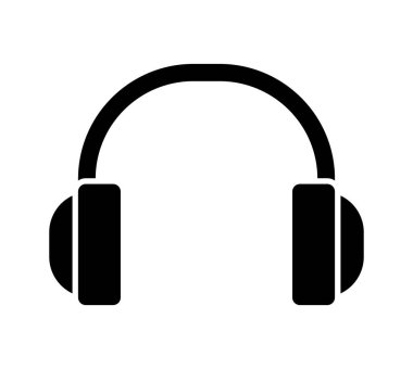 Klasik bir kulaklık simgesinin siyah bir silueti, müzik ve multimedyadaki ses zevkini ve kişisel dinleme deneyimlerini temsil ediyor. Tasarımlarda kullanmak için ideal.