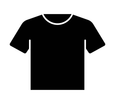 Çeşitli tasarım projeleri ve giysi modelleri için uygun basit siyah tişört taslak simgesi. Moda, marka ya da günlük kıyafet için ideal..