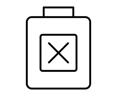 Tehlikeli bir atık konteynırının basit bir simgesi. Uyarı sembolü içeriyor. Güvenli imha ve çevre korumasını temsil ediyor. Eğitim ve güvenlik materyalleri için ideal.