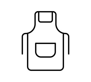 Bu resim, mutfak ve mutfak uygulamaları için ideal, pratik ve stili sembolize eden, cepli bir yemek pişirme önlüğünün basit bir çizgisi..