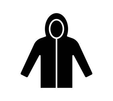 Moda ve giysi grafikleri için ideal kapüşonlu siyah kapüşonlu ikon. Bu silueti günlük kıyafet, sokak giysisi ya da modern giyim konsepti tasarlamak için kullanın.