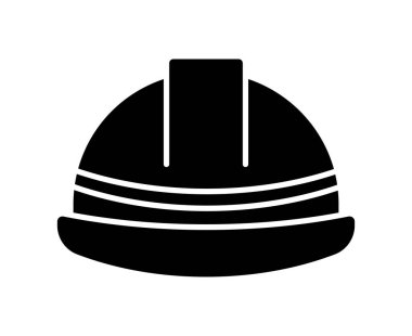 Bu siyah beyaz resimde, işçi koruması ve sanayi güvenliğini vurgulayan bir güvenlik başlığı simgesi yer alıyor. İnşaat ve iş temalı projeler için ideal.