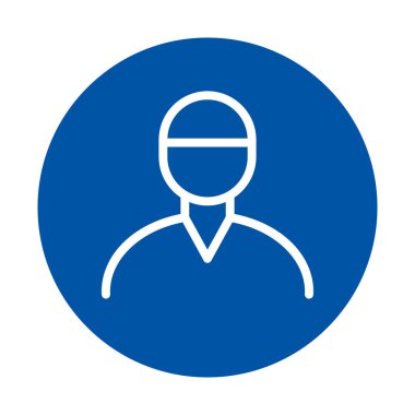 Bu modern simge, dijital ve grafik tasarımda insan figürlerini temsil etmek için ideal, mavi daireli bir kişinin basit bir siluetini içerir..