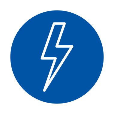 Bu görüntüde enerji ve gücü temsil eden mavi bir daireye sarılı bir yıldırım simgesi var. Dijital ortamda ve yazdırma ortamında kullanmak için ideal.