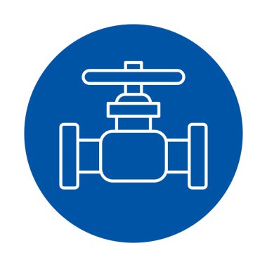 Bu vektör illüstrasyonu mavi dairesel arka planda bir boru kapakçığı simgesi içerir. Mühendislik ve sıhhi tesisat için ideal.
