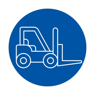 Bu minimalist simge, sanayi, lojistik ve ekipman işleme konuları için mükemmel bir forklift tasarımı içerir..