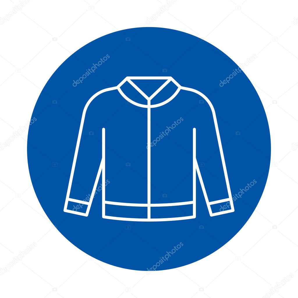 This minimalist outline design of a jacket on a bold blue background is perfect for fashion and apparel projects, representing modern style and simplicity.