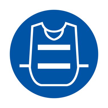 Bu grafik, çeşitli çevre ve mesleklerde güvenlik ve güvenliği sembolize eden mavi bir daireye karşı bir koruyucu ekipman simgesi içeriyor..