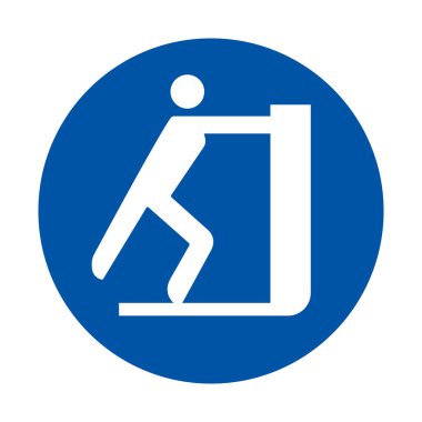 Bu grafik, bir insanın mavi bir çember içinde duvara yaslanmasının basit bir simgesini içeriyor, rahatlamayı ve minimalist tarzda gelişigüzel duruşu sembolize ediyor..