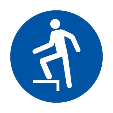 Bu grafik, aşırı basamaklara ve yüksek kenarlara dikkat çeken bir güvenlik işaretini gösteriyor. İş yeri farkındalığı ve risk önleme için ideal.