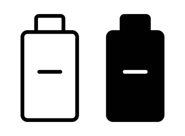 Siyah ve beyaz olarak gösterilen çarpıcı bir minimalist pil ikonu. Teknolojiyle ilgili projeler, uygulamalar veya enerji yönetimi temaları için ideal.