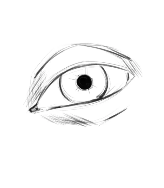 Desenho Olho Humano Ilustração Preto Branco — Fotografia de Stock