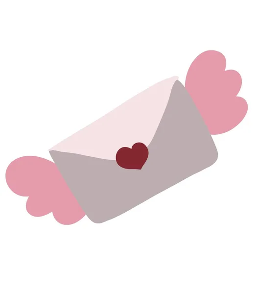 Envelope Romântico Com Asas Ilustração — Fotografia de Stock