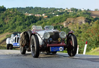 san marino , san marino - sett. 16 -2022 : Riley Ulster IMP 1928 in coppa nuvolari old racing car with classic car