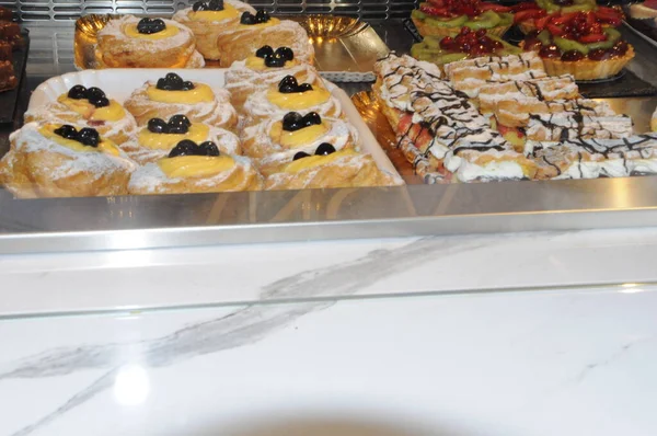 Patisserie Zeigt Kuchen Handwerkliche Bäckerei Italien Bar — Stockfoto