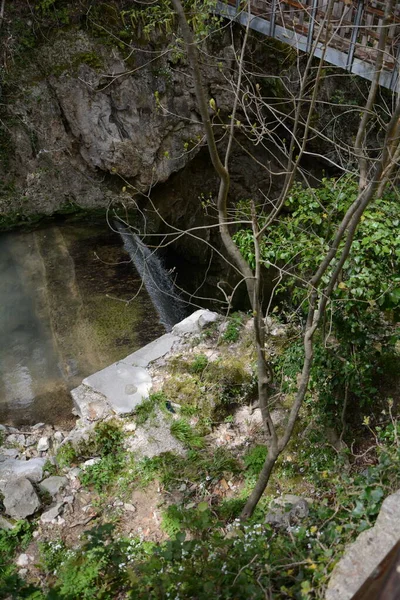 Водопад Пиорако Италия Ландшафтный Водопад Лесном Аппеннини — стоковое фото