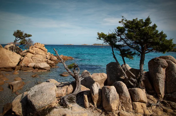 Landskap Med Blå Lagun Vid Smaragdkusten Sardinien Italien — Stockfoto