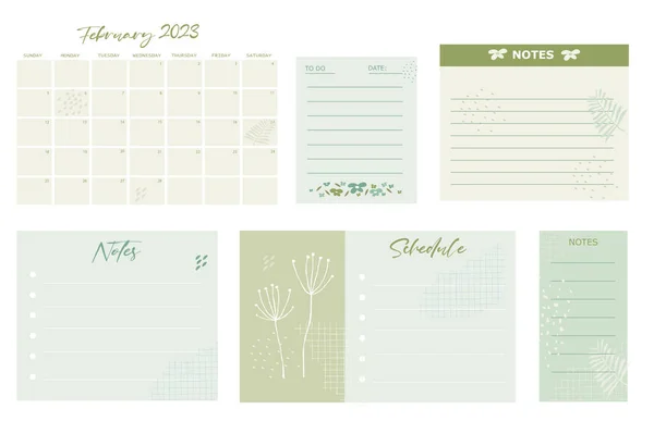Minimalist Planner Digital Planner Mint Green List Schedule Memo Template — Stock Vector
