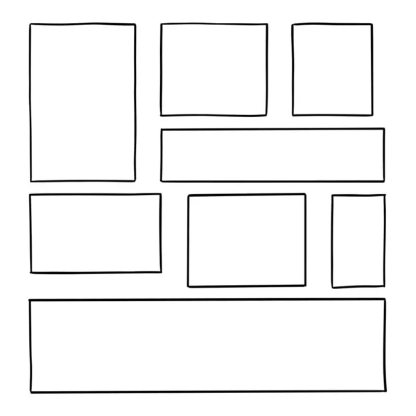 Quadrados Pretos Simples Desenhados Retângulos Vetor De Stock
