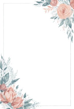 El boyası suluboya çiçekli çerçeve ve kenar. Beyaz arka planda izole edilmiş suluboya çiçek afişi. Tebrik kartları, düğün davetiyeleri, sabit ve diğer şeyler için kullanılabilir..