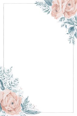 El boyası suluboya çiçekli çerçeve ve kenar. Beyaz arka planda izole edilmiş suluboya çiçek afişi. Tebrik kartları, düğün davetiyeleri, sabit ve diğer şeyler için kullanılabilir..