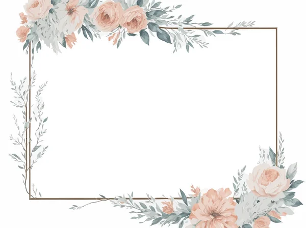 Hand Painted Watercolor Floral Frame Border Watercolor Floral Banner Isolated — Stock Vector