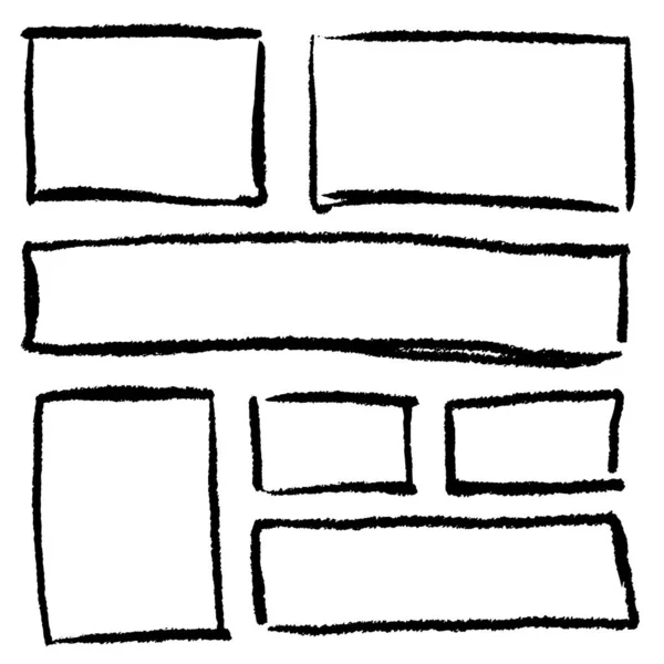Quadrados Pretos Simples Desenhados Retângulos Gráficos De Vetores
