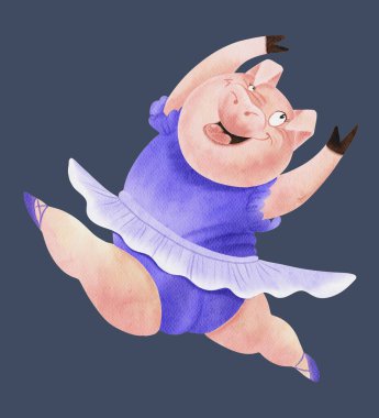 Lavanta etekli şirin bir domuz yavrusu balerin.