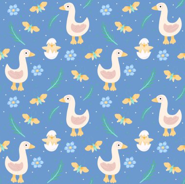 Kazların ve civcivlerin kusursuz çiftliği.