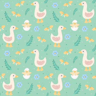 Kazların ve civcivlerin kusursuz çiftliği.