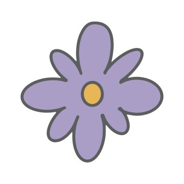 Harika bir çiçek vektör çizimi. Basit bir çiçek desenli el çizimi. Beyaz arka planda izole edilmiş modaya uygun nostaljik tasarım. Tekstil ve kartlar için 70 'lerin geridönüş titreşimleri