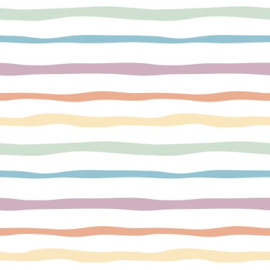 Pastel dalgalı çizgiler vektörsüz desen. Beyaz arka planda el çizgileri titrek çizgileri olan modern minimal geometrik tekrar tasarımı. Duvar kağıdı ve tekstil için soluk renklerde nötr kiremit