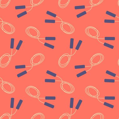 Atlama ipleri vektörsüz şablon. Parlak pembe arka planda ip egzersizi illüstrasyonunu atlıyorum. Eğlenceli tekrar tasarım, kardiyo için minimalist spor spor ekipmanları, kilo verme egzersizleri