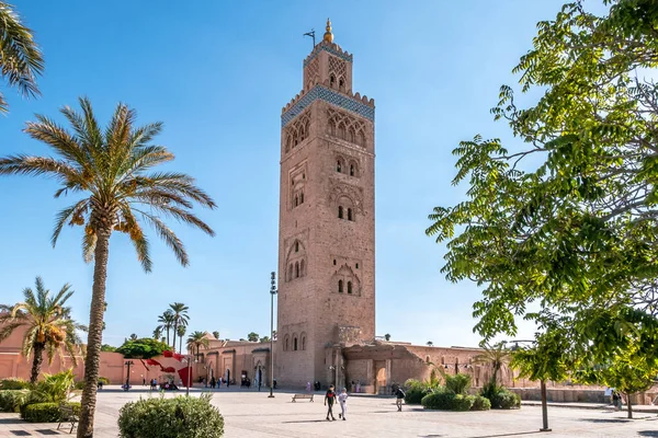 Marrakesh Morocco September 2022 Zicht Koutoubia Moskee Sreets Van Marrakech — Stockfoto