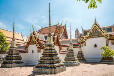 Stupas in Wat Pho Temple Complex of Bangkok in Thailand