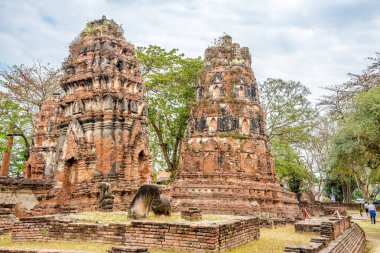 View at the Ancient ruins of Wat Mahathat in Ayutthaya - Thailand