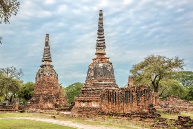 View at the ruins of Buddhist Temple Phra Si Sanphet in Ayutthaya - Thailand