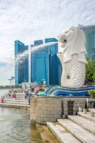 Singapour Février 2023 Vue Sur Statue Merlion Singapour Singapour Est — Photo