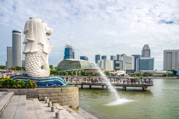 Singapur Febrero 2023 Vista Estatua Merlion Singapur Singapur País Insular —  Fotos de Stock
