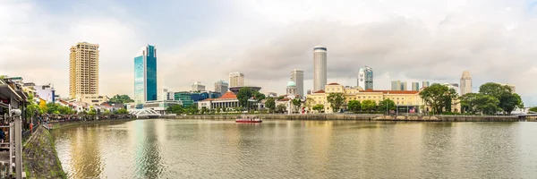 싱가포르 영구동토 2023 싱가포르의 물가에서 바라본 파노라마식 싱가포르 Singapore 동남아시아의 — 스톡 사진