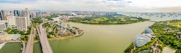 Vista Panorámica Del Horizonte Singapur Con Marina Bay — Foto de Stock